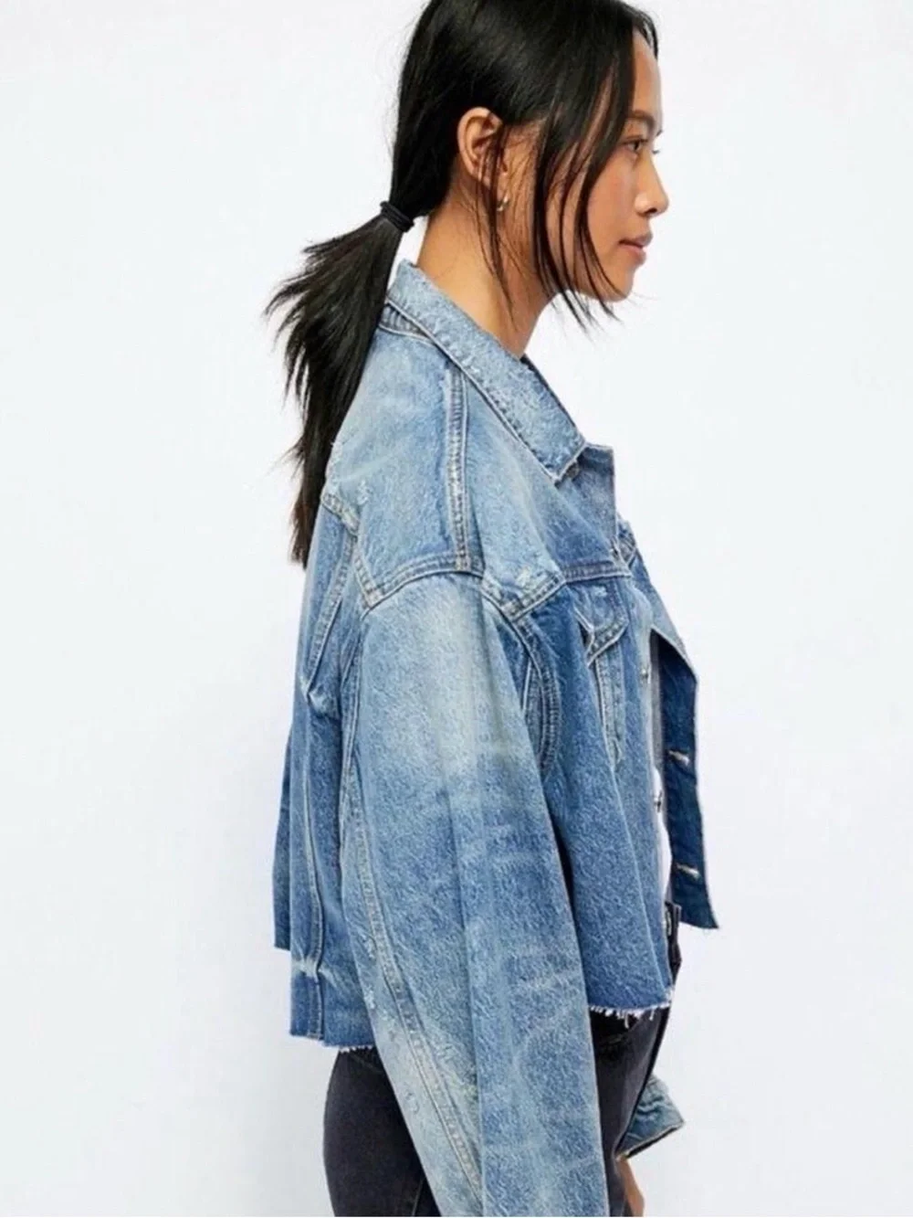 Free People Amelia Slouchy Denim Trucker Jacket XS
